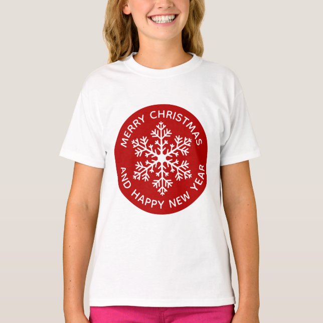 Red Snowflake Festive T-Shirt (Child) (Front)