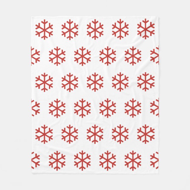 Red Snowflake Fleece Blanket (Front)