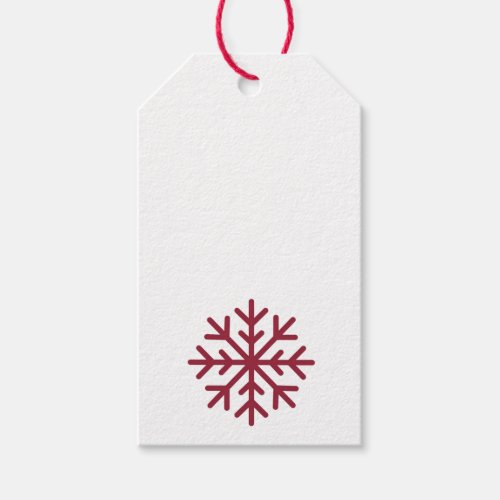 Red snowflake gift tag blank on back