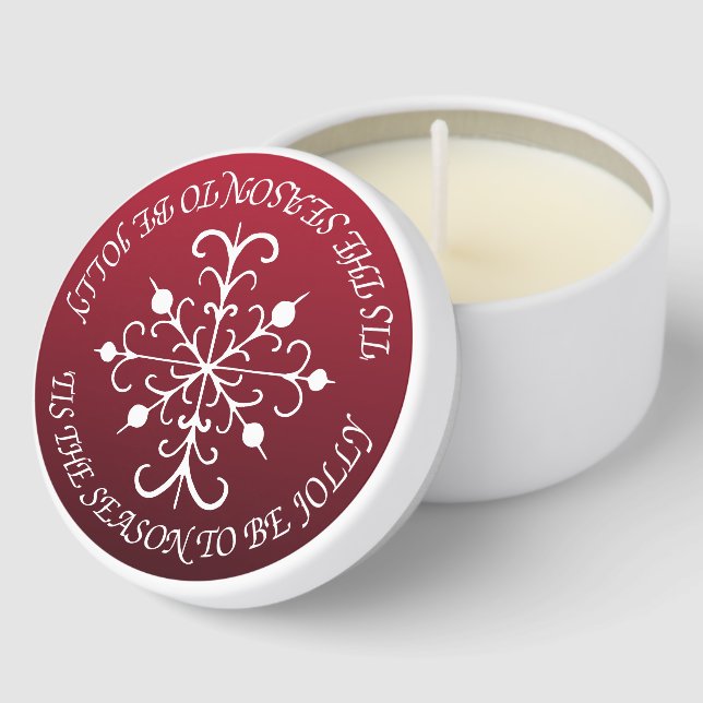 Red Snowflake Holiday Candle  Mini Candle Favors (Corner)