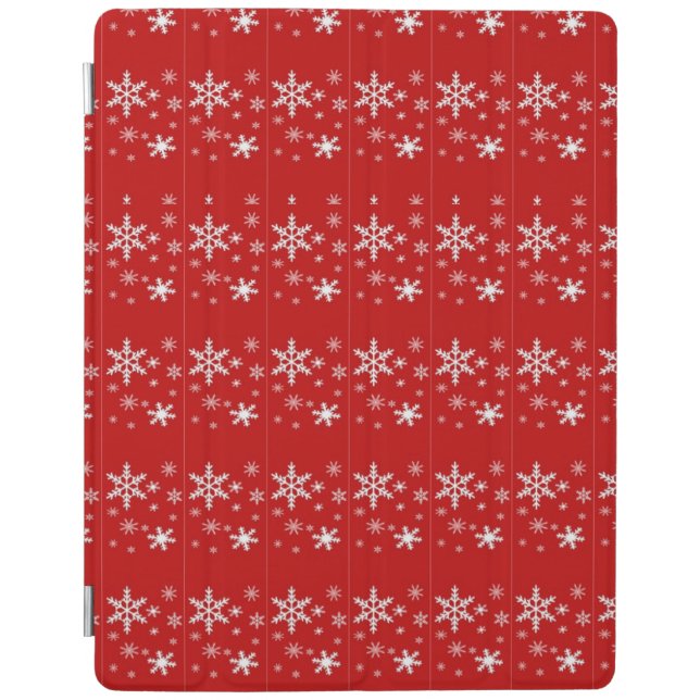 Red. Snowflake Holiday iPad Cover (Front)
