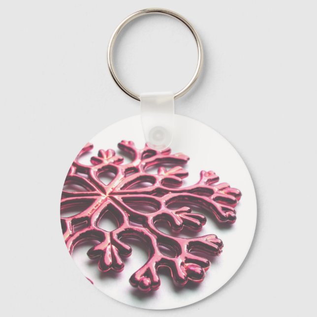 Red Snowflake Keychain (Front)