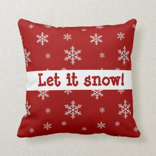 Red Snowflake "Let It Snow" Pillow