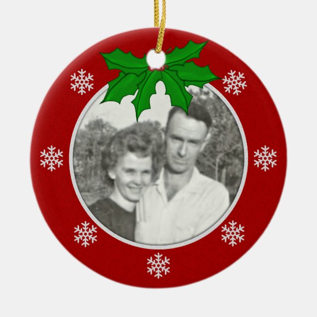 Red: Snowflake Memorial: Picture Ornament (Front)