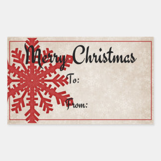 Red Snowflake | Merry Christmas Gift Rectangular Sticker