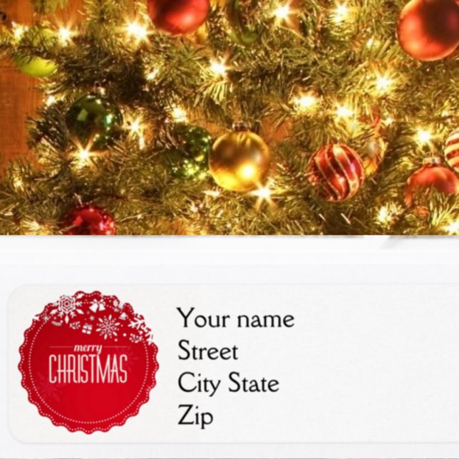 Red Snowflake merry Christmas Return Address Label (Creator Uploaded)