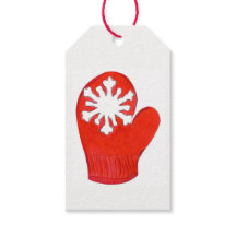 Red Snowflake Mittens Gift Tags