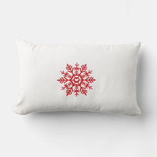 Red Snowflake Motif Winter Pattern Lumbar Pillow