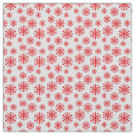 Red snowflake on white with fish scales pattern fabric