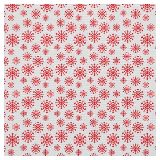 Red snowflake on white with fish scales pattern fabric