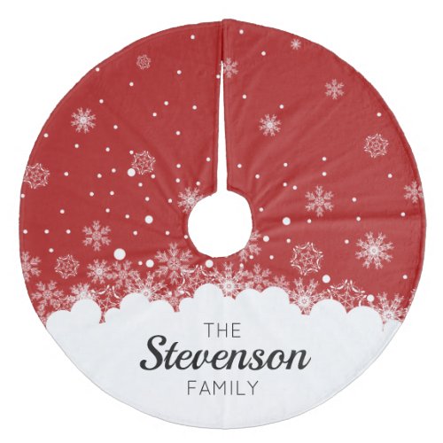 Red Snowflake Personalized Christmas Tree Skirt