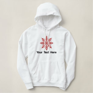 Red Snowflake Personalized Embroidered Hoodie