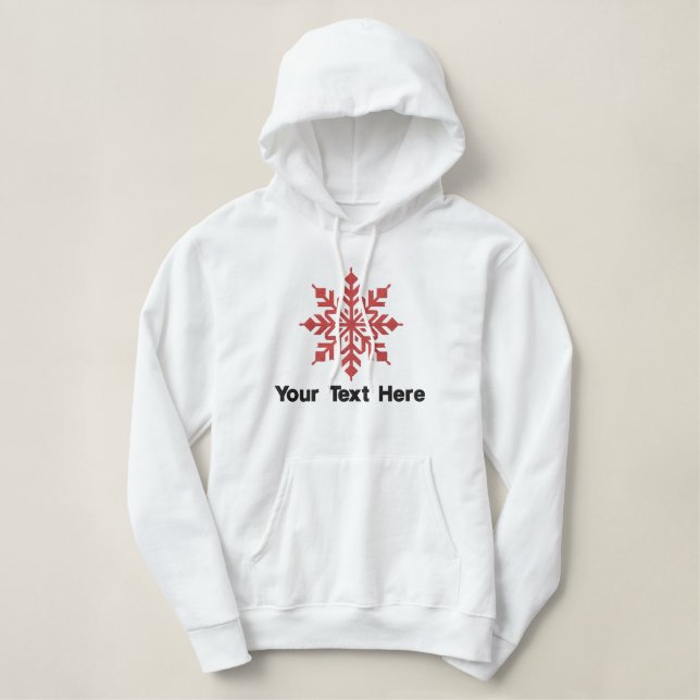 Red Snowflake Personalized Embroidered Hoodie (Design Front)