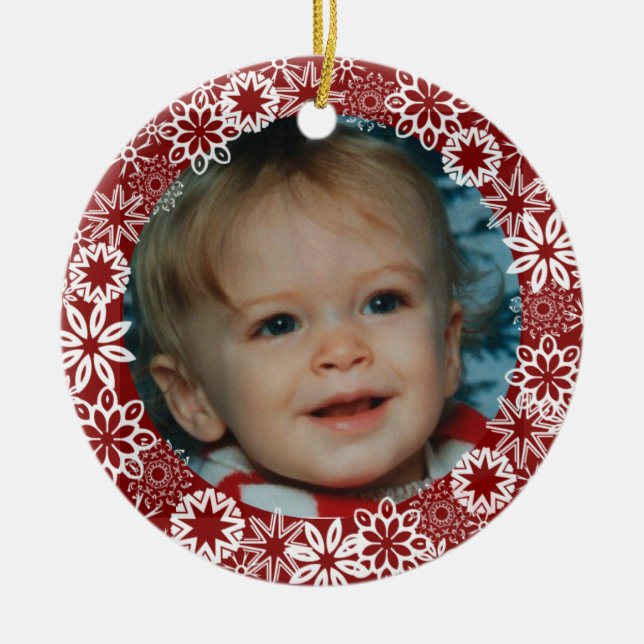 Red Snowflake Personalized Ornament (Front)