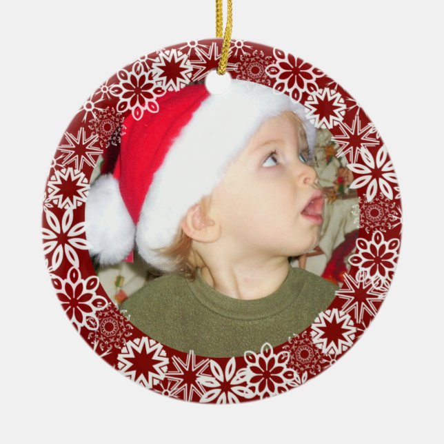 Red Snowflake Personalized Ornament (Front)