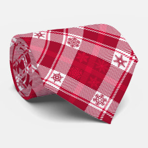 Red Snowflake Plaid - Christmas Neck Tie