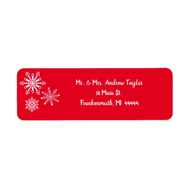 Red Snowflake Return Address Label (Front)