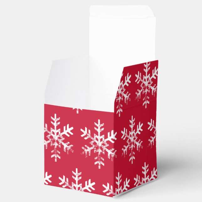 Red Snowflake Rustic Christmas Favor Boxes (Opened)