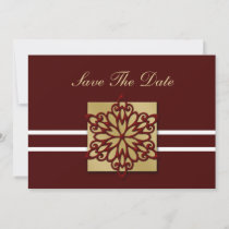 red snowflake save the date announcement