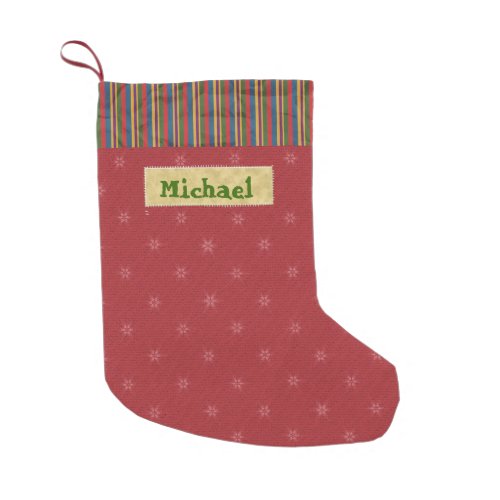 Red Snowflake  Stripes Small Christmas Stocking