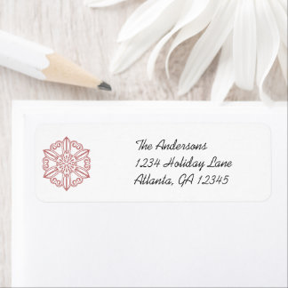 Red Snowflake Swirl Labels