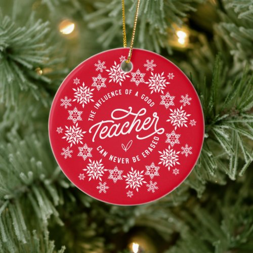 Red Snowflake Teacher Christmas Ornament
