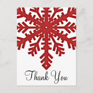Red Snowflake Winter Season Thank You Postcards
