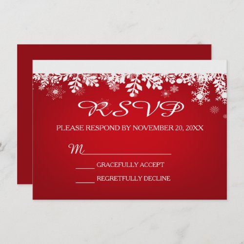 Red Snowflake Winter Wedding RSVP Card