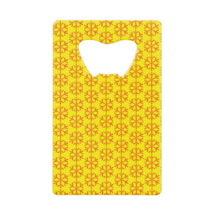 Red Snowflake Yellow Background Customized Credit Card Bottle Opener