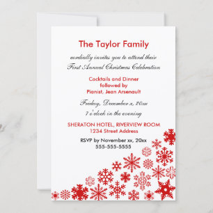 Red Snowflakes 5x7 Invitation Template