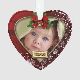 Red/Snowflakes Baby's 1st Christmas Ornament