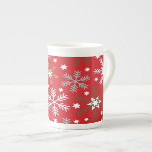Red Snowflakes Bone China Mug