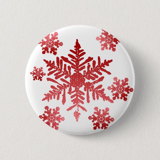 Red Snowflakes Button (Front)