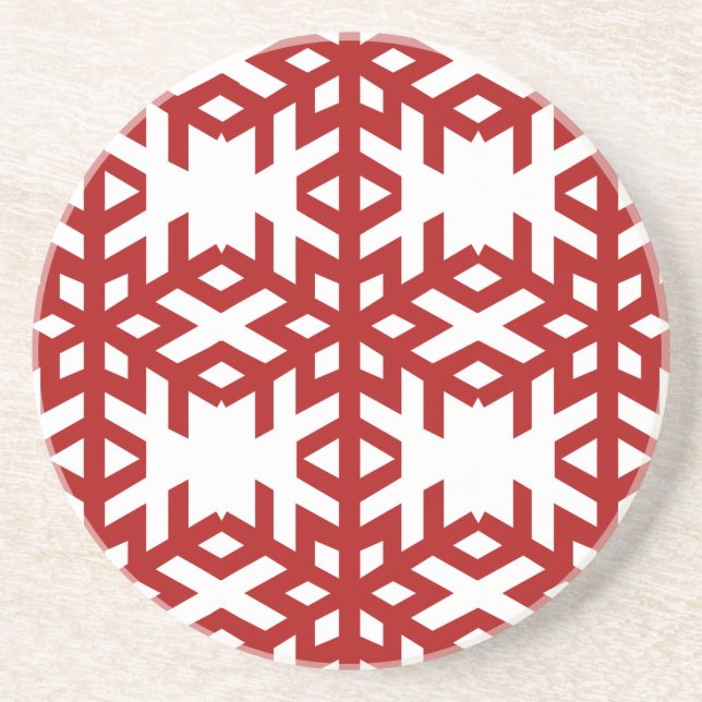 Red Snowflakes Christmas Coaster (Front)