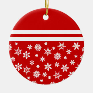 Red Snowflakes Christmas Ornament Round