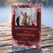 Red Snowflakes Flat Holiday Photo Card