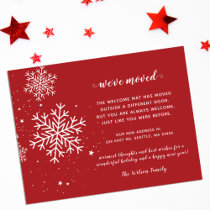 Red Snowflakes Flurries Holiday Moving Postcard
