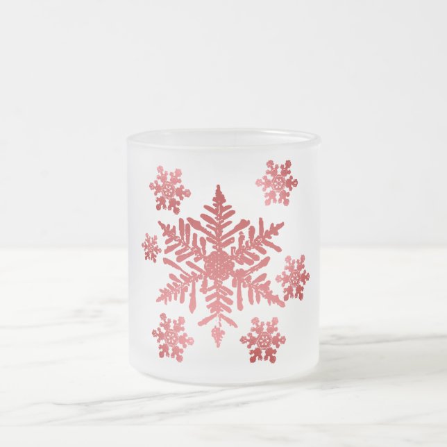 Red Snowflakes Frosted Christmas Cup (Center)