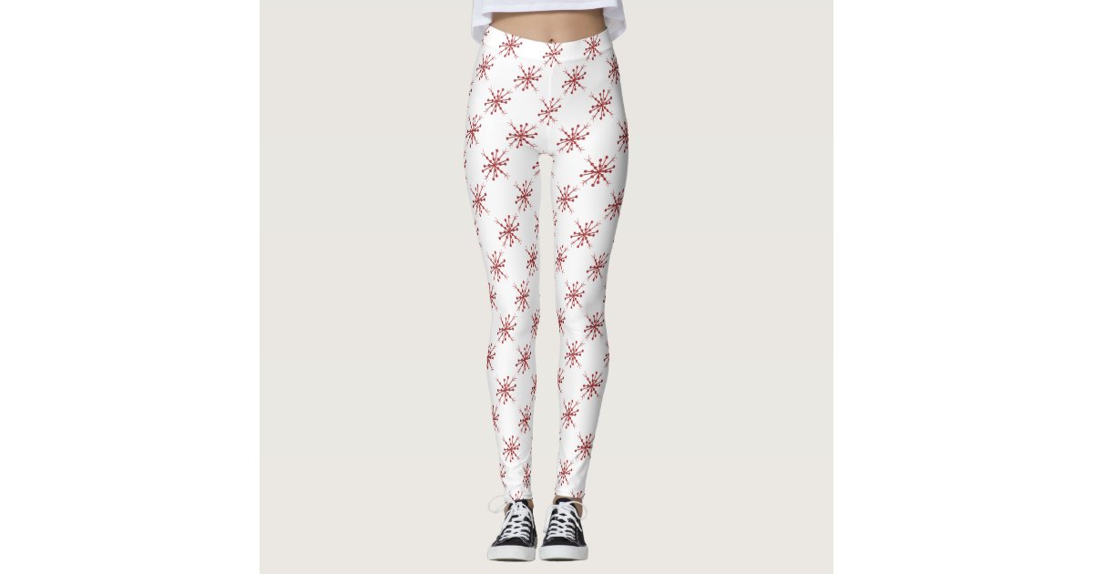 Snowflake Leggings Red And Green Plaid Christmas