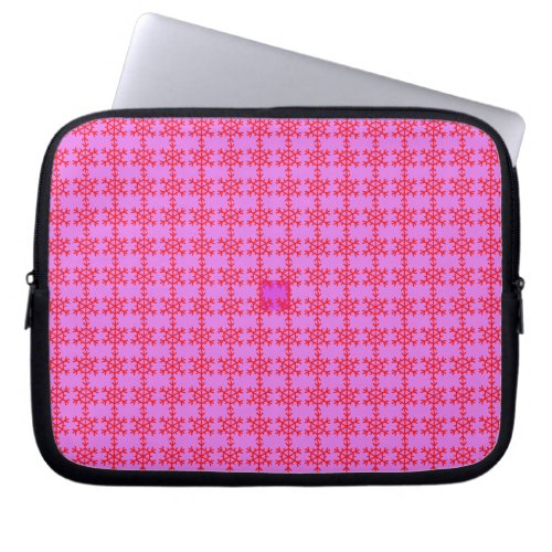 Red Snowflakes Pattern Pink  Laptop Sleeve