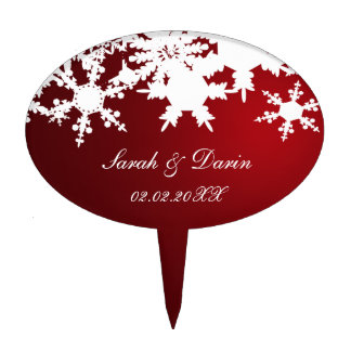 red snowflakes personalized cake picks
