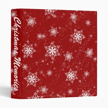 Red Snowflakes Photo Album Or Scrapbook 3 Ring Binder by runninragged at Zazzle