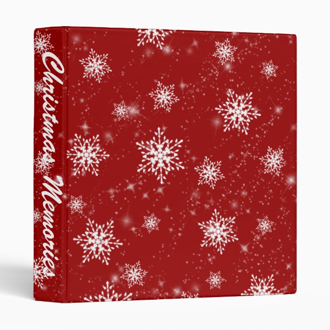 Red Snowflakes Photo Album or Scrapbook 3 Ring Binder (Front/Spine)