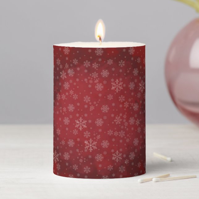 Red Snowflakes Pillar Candle (In Situ)