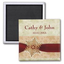 red snowflakes save the date magnets