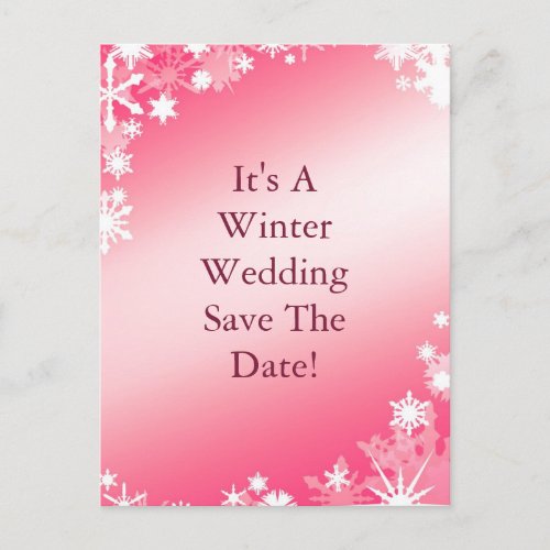 Red Snowflakes Save the Date Postcard