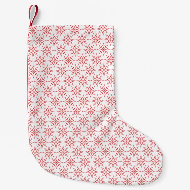 Red snowflakes small christmas stocking (Front)