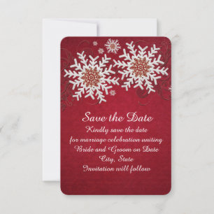 Red Snowflakes Swirls Save the date