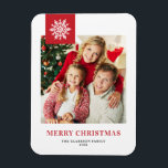 Red Snowflakes Tag Merry Christmas Photo Magnet<br><div class="desc">Celebrate the holiday spirit with our customizable photo Christmas magnet! Perfect for capturing your favorite festive moments, this magnet allows you to create a unique keepsake that showcases your family’s joy and love during the holiday season. This photo Christmas magnet features classic typography with a snowflake accent. Personalize by adding...</div>