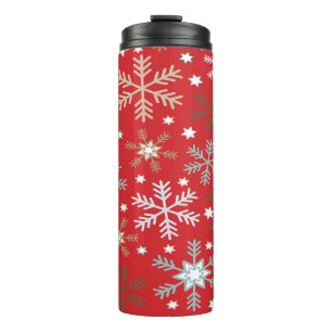 Red Snowflakes Thermal Tumbler